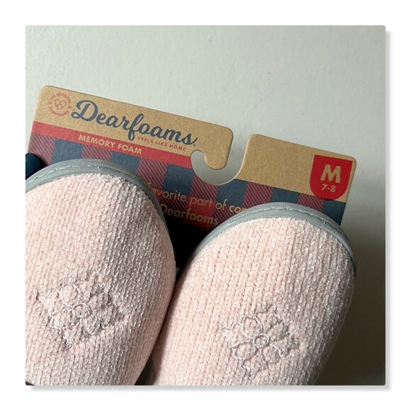 Dearfoams Rebecca Dusty Pink Chenille Closed Back House Slipper Sz M 7-8 NWT - Picture 6 of 11